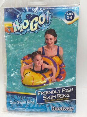 H2O Go! Friendly Fish Swim Ring For Ages 3-6 Bestway 32"x30" Inflatable Pool Flo